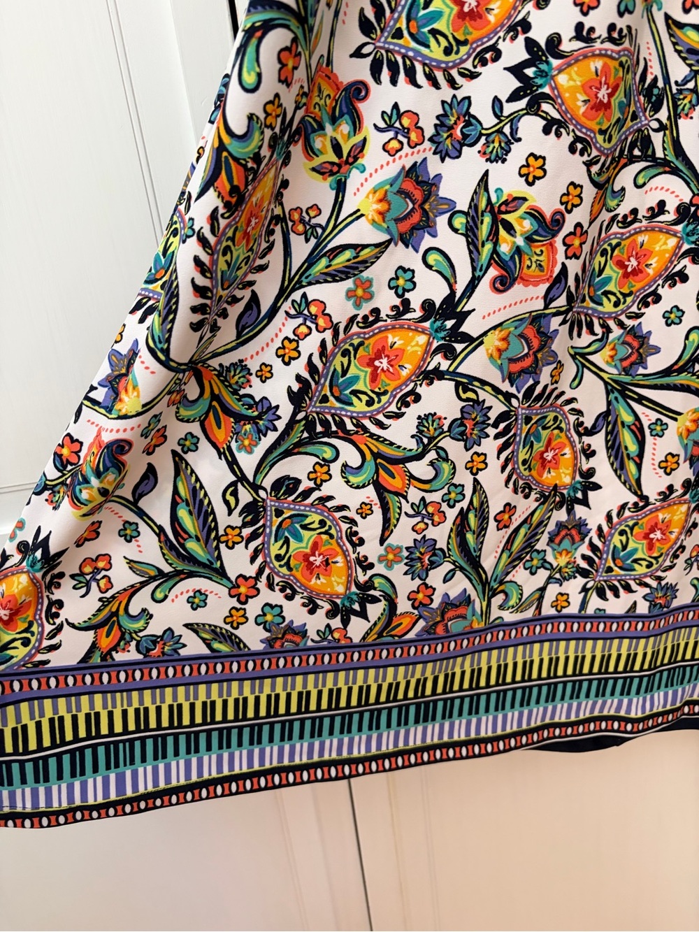 1. State White Maxi Dress with Multicolor Floral Paisley Print - Picture 5 of 9